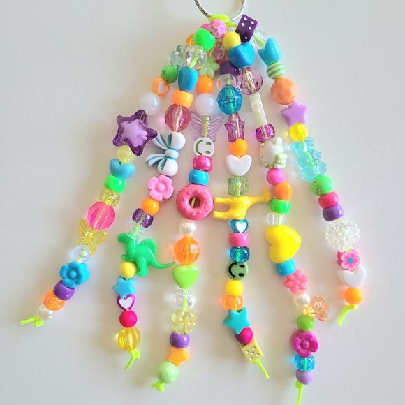 Neon Beaded Keychain Bag Charm - Picture 2 of 9